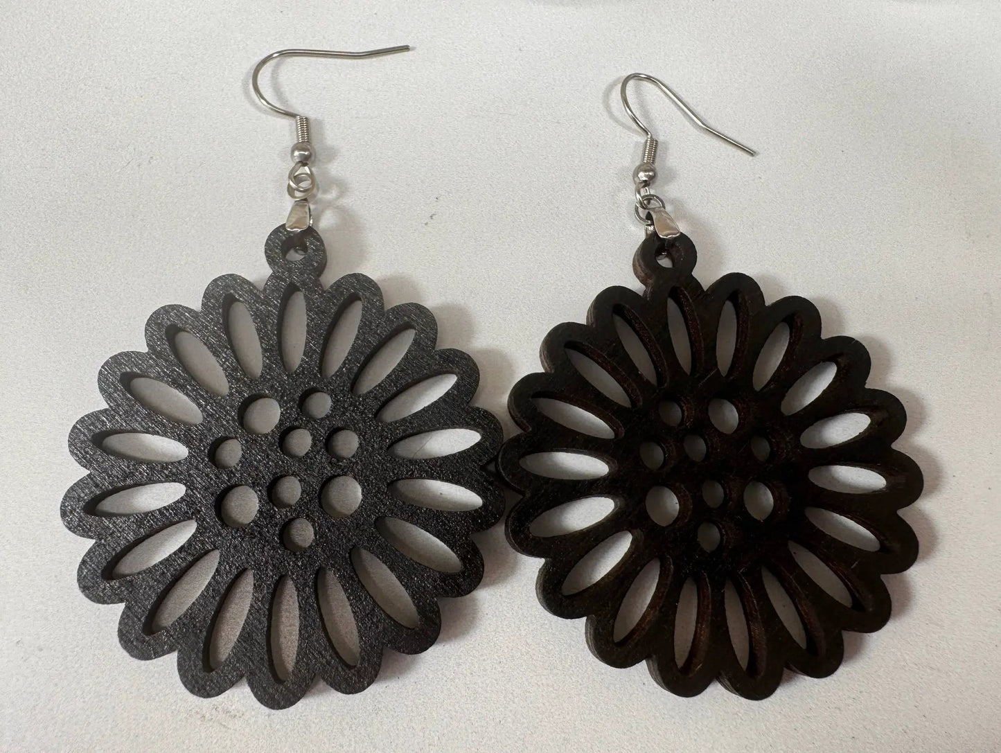 Truly Olive Flower Shape Wooden Lightweight Earrings - Earrings Dangle Earrings