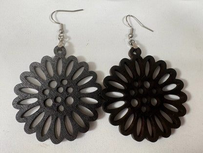 Truly Olive Flower Shape Wooden Lightweight Earrings - Earrings Dangle Earrings