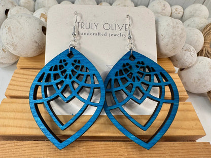 Truly Olive Handmade Filigree Wood Earrings - Earrings Dangle Earrings