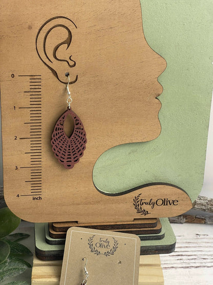 Truly Olive Classic Elegant of Oval Shaped Wood Earrings - Earrings Dangle Earrings