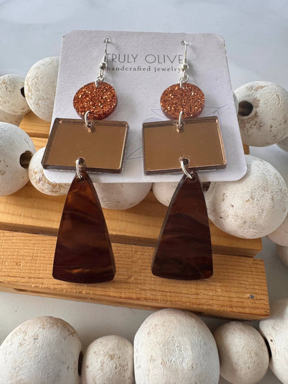 Truly Olive Sparkly Fall Dangle Earrings - Earrings Dangle Earrings