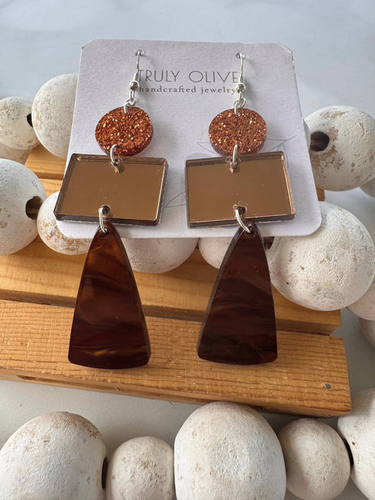 Truly Olive Sparkly Fall Dangle Earrings - Earrings Dangle Earrings
