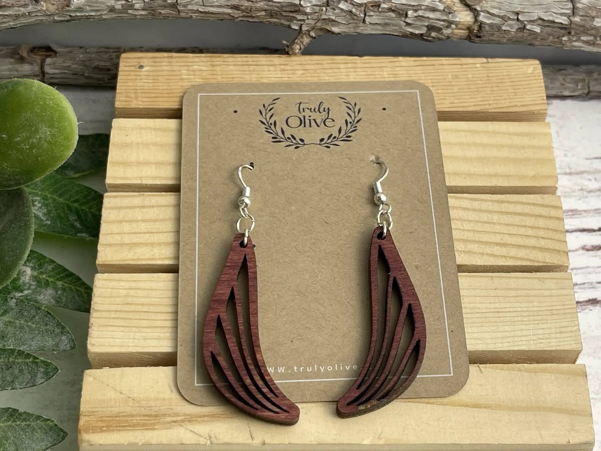 Truly Olive Discover the Charm of Geometric Small Wood Dangle Earrings - Earrings Dangle Earrings
