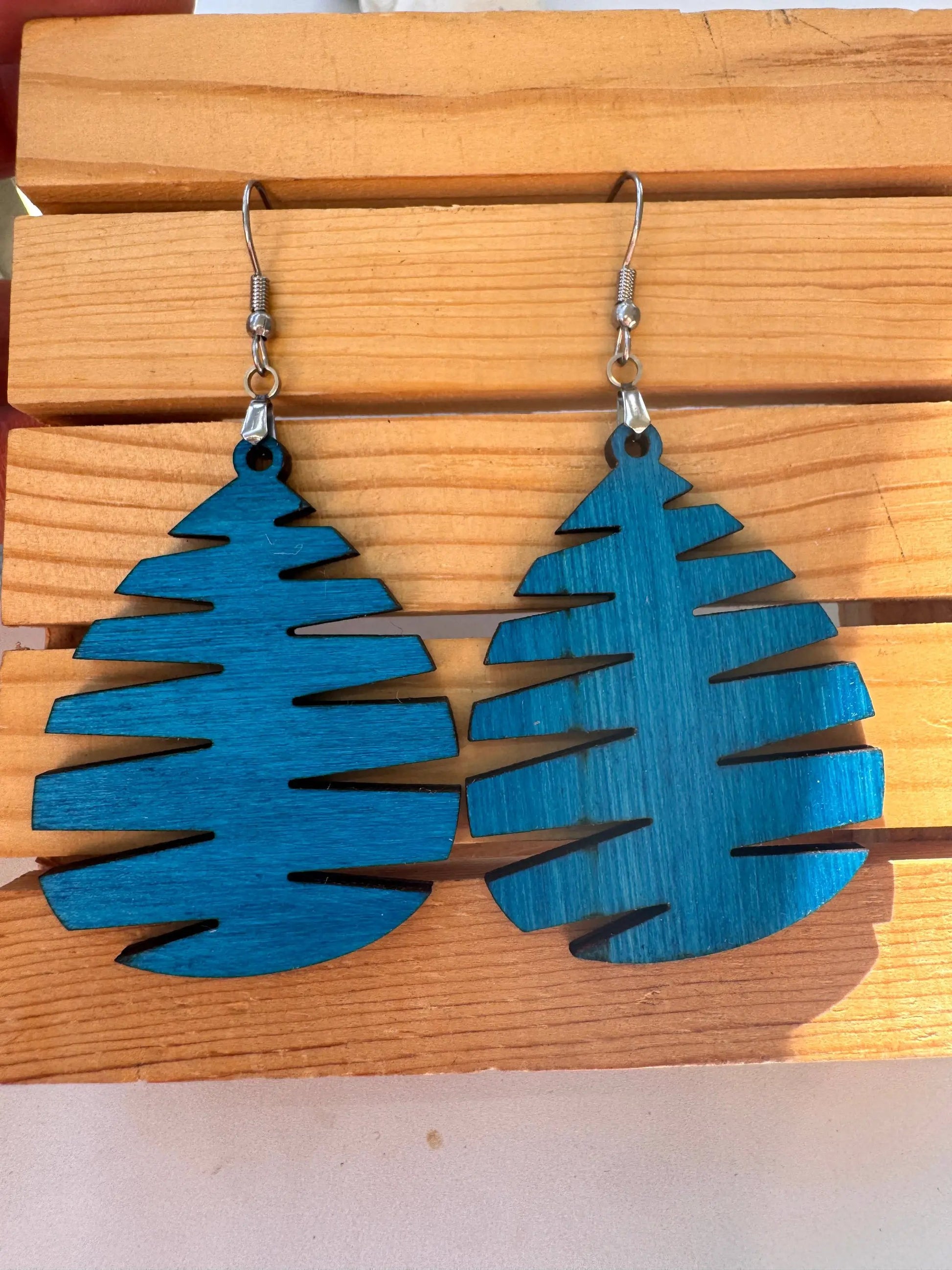 Truly Olive Wood Mandala Tree Shape - Earrings Dangle Earrings