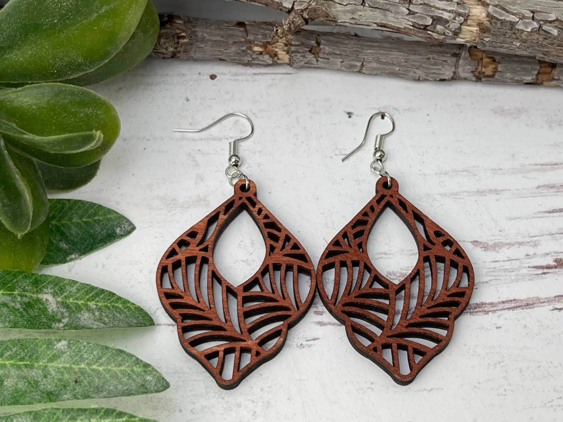 Truly Olive Wood Mandala Earrings Lightweight Wood Earrings For Women - Earrings Dangle Earrings