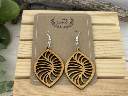Truly Olive Stylish Geometric Wood Earrings - Earrings Dangle Earrings