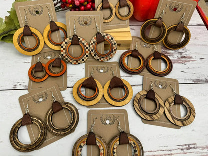Truly Olive Wooden Hoop Earrings - Earrings Dangle Earrings