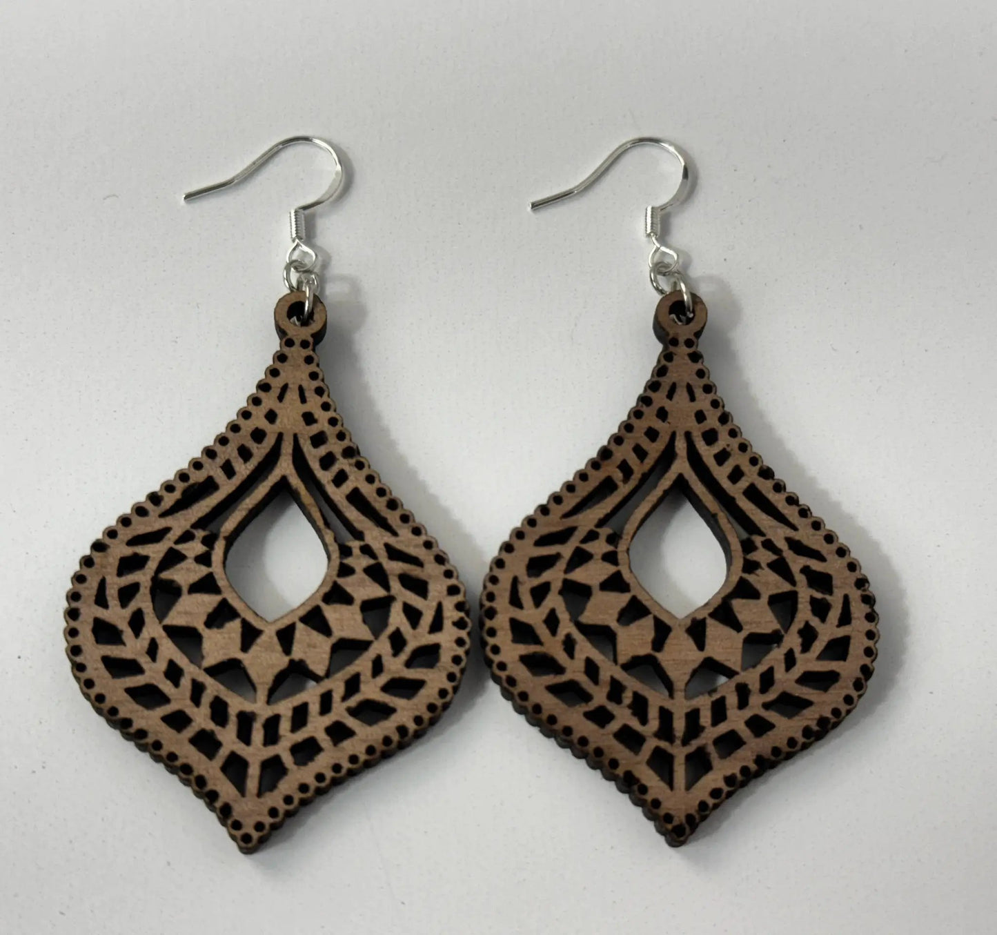 Truly Olive Hourglass Shape Wooden Boho Earrings - Earrings Dangle Earrings