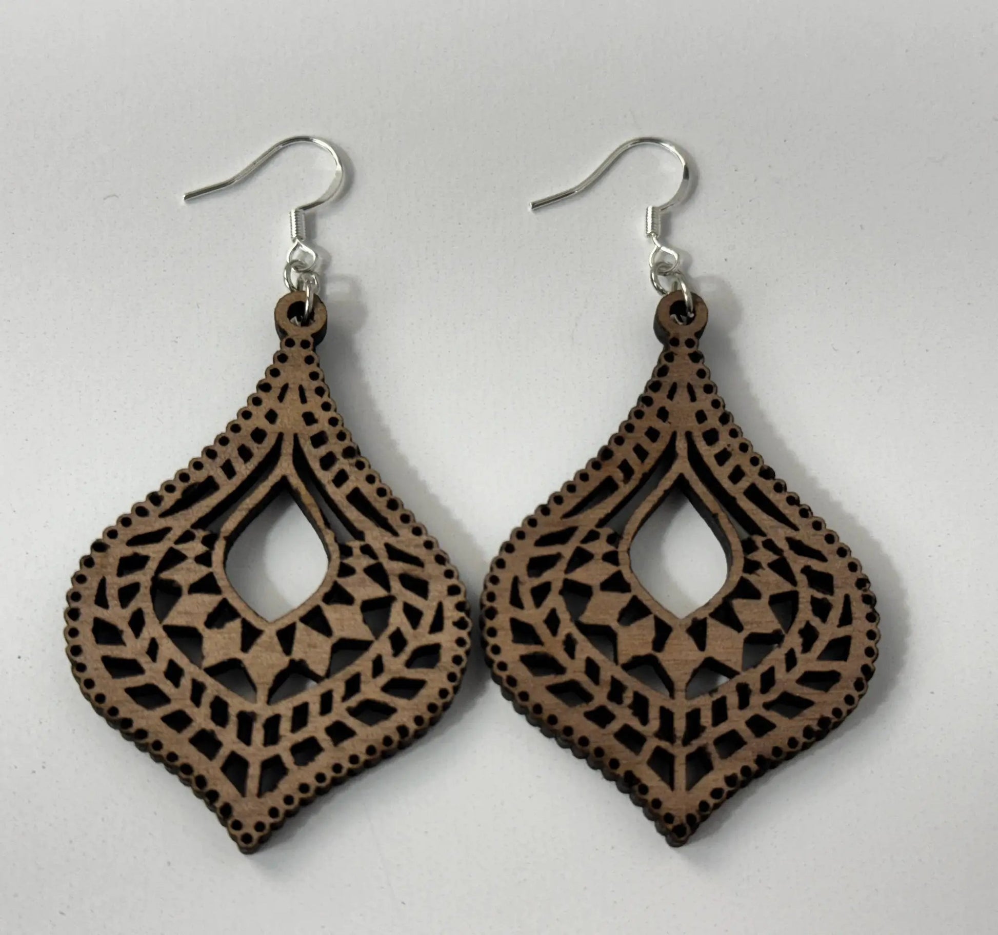 Truly Olive Hourglass Shape Wooden Boho Earrings - Earrings Dangle Earrings