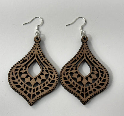 Truly Olive Hourglass Shape Wooden Boho Earrings - Earrings Dangle Earrings