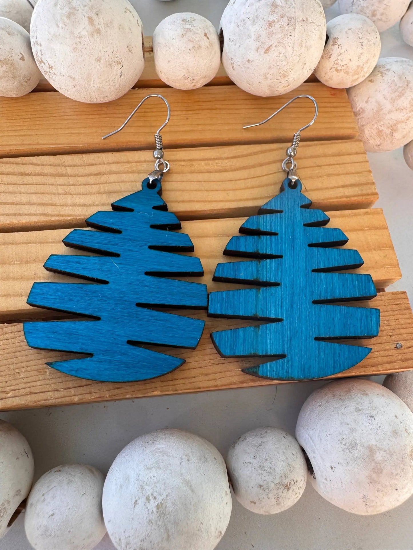 Truly Olive Wood Mandala Tree Shape - Earrings Dangle Earrings