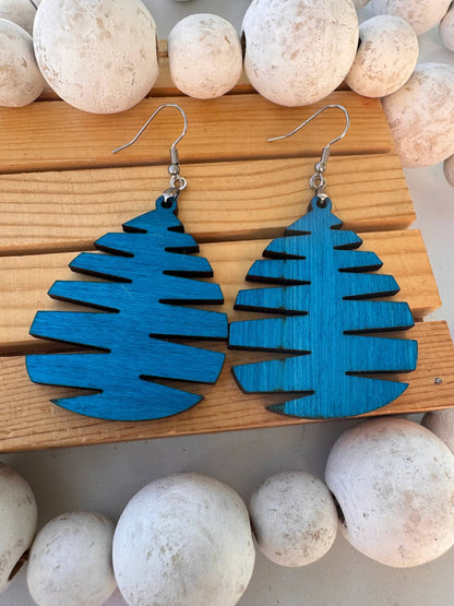 Truly Olive Wood Mandala Tree Shape - Earrings Dangle Earrings