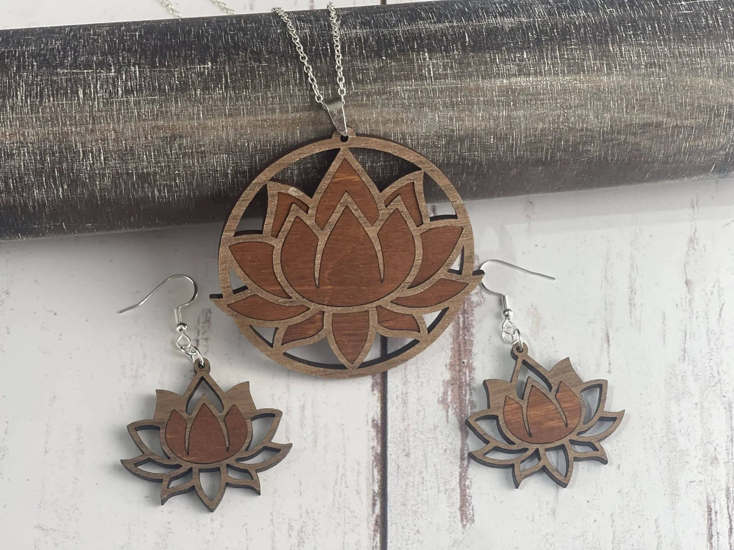 Truly Olive Exquisite Lotus Flower Necklace and Earrings Set - Jewelry Sets Jewelry Set