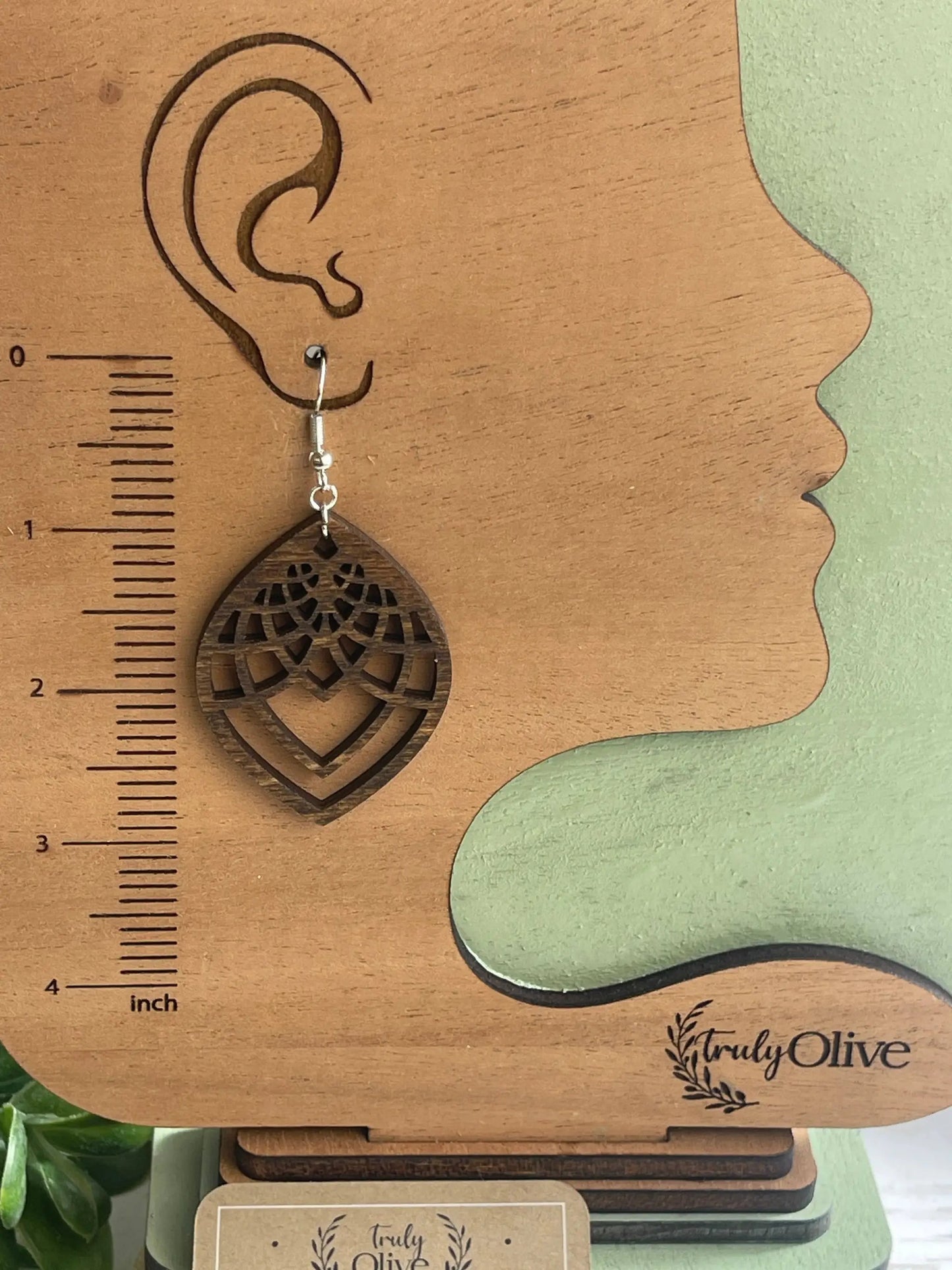 Truly Olive Handmade Filigree Wood Earrings - Earrings Dangle Earrings