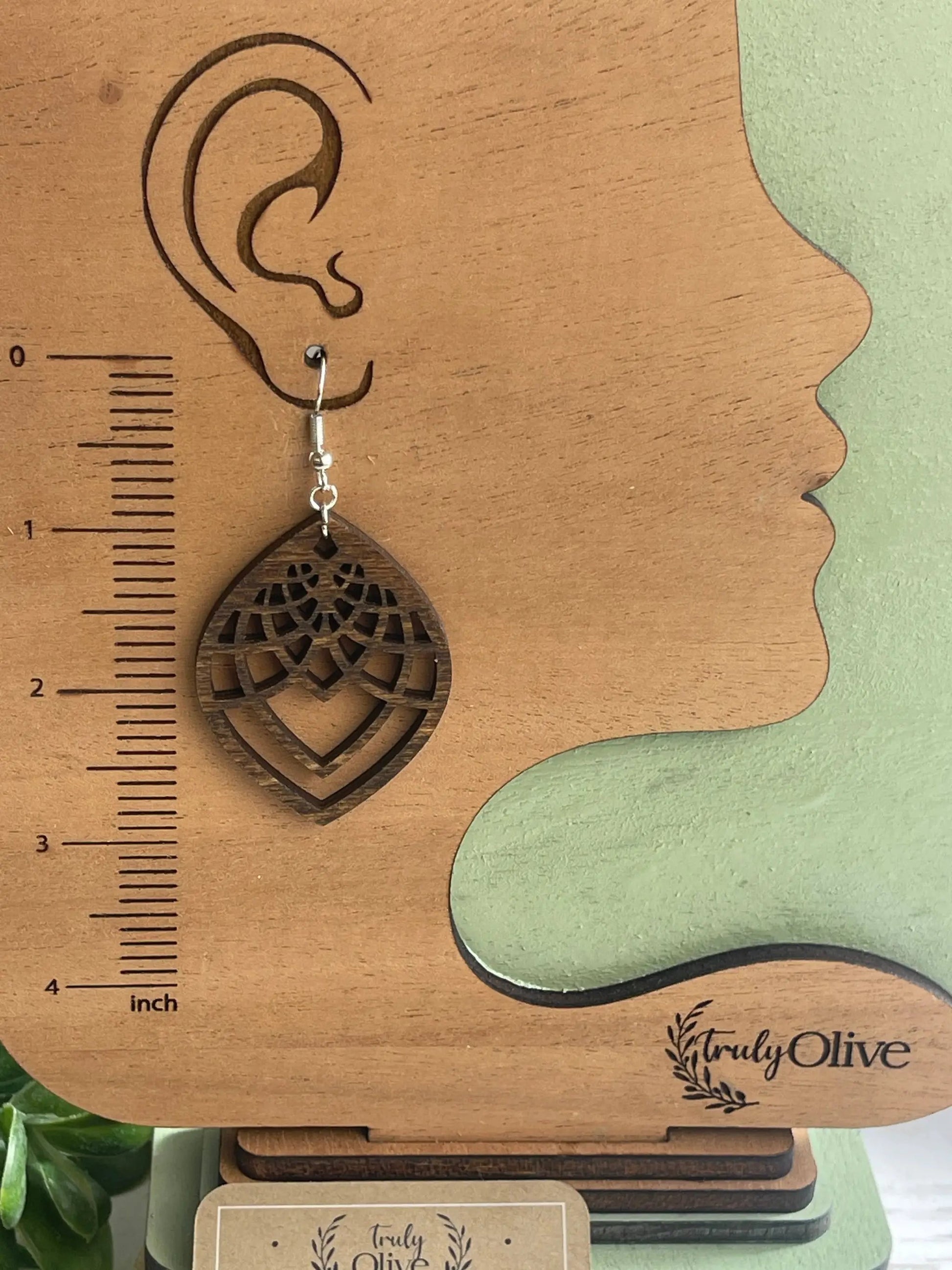Truly Olive Handmade Filigree Wood Earrings - Earrings Dangle Earrings