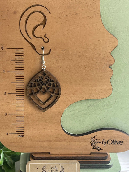 Truly Olive Handmade Filigree Wood Earrings - Earrings Dangle Earrings
