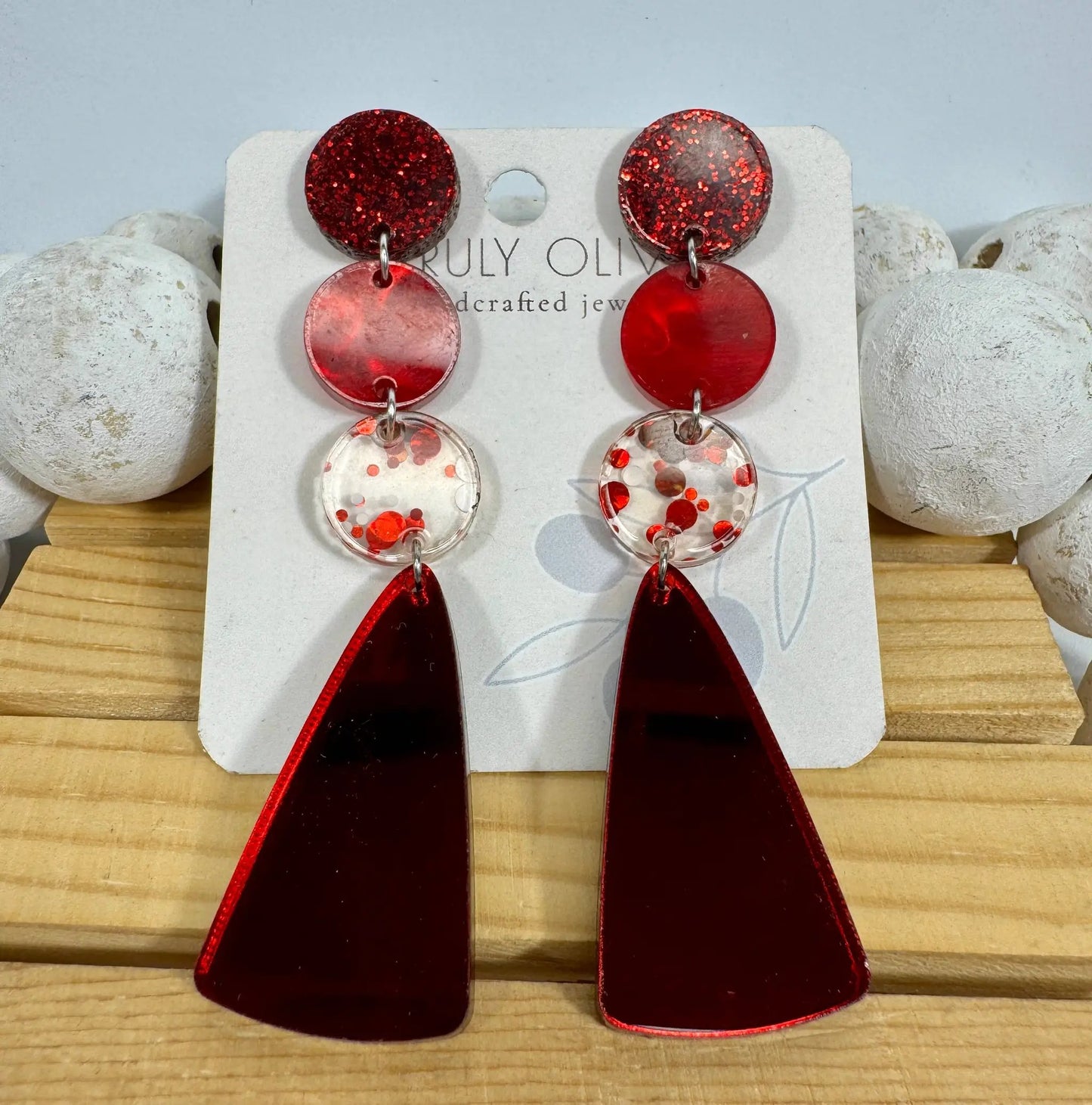 Truly Olive Gorgeous Red Christmas Holiday Dangle Earrings - Earrings Dangle Earrings