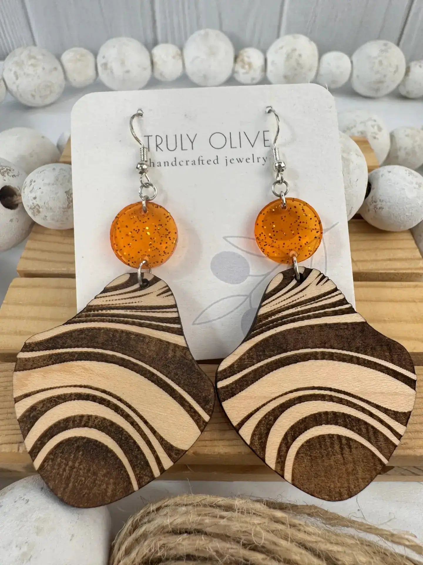 Truly Olive Wood Earrings Gift For Her - Earrings Dangle Earrings