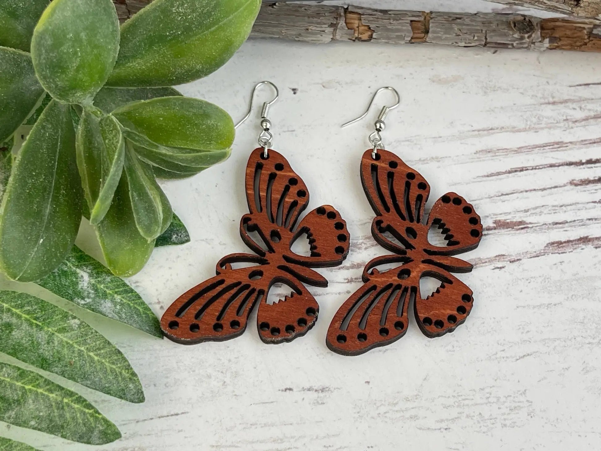 Truly Olive Perfect Wooden Butterfly Lightweight Earrings - Earrings Dangle Earrings