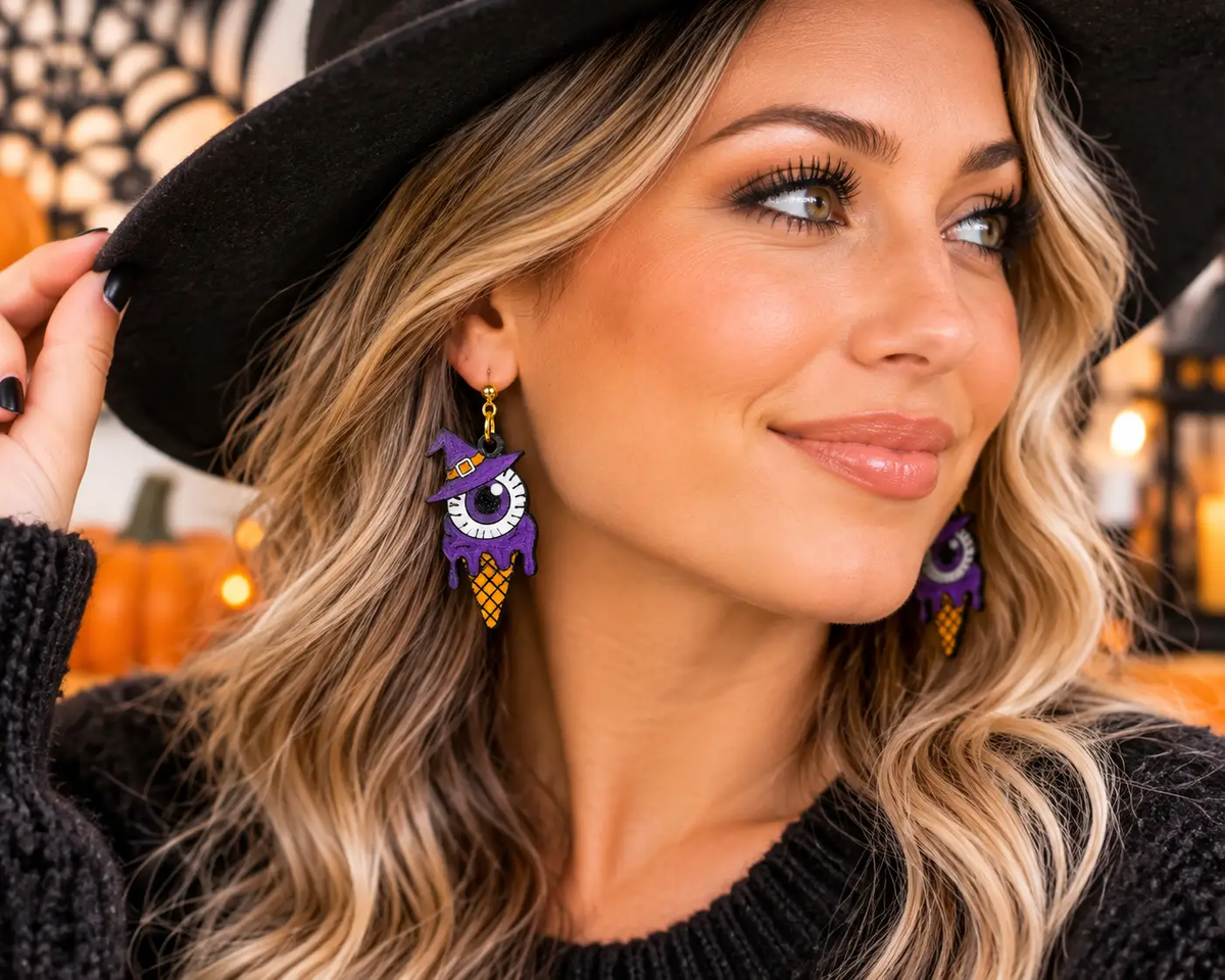 Trulyolive Spooky meets sweet with these handcrafted Skull Ice Cream Earrings by Truly Olive. - Earrings Stud/Post Earrings