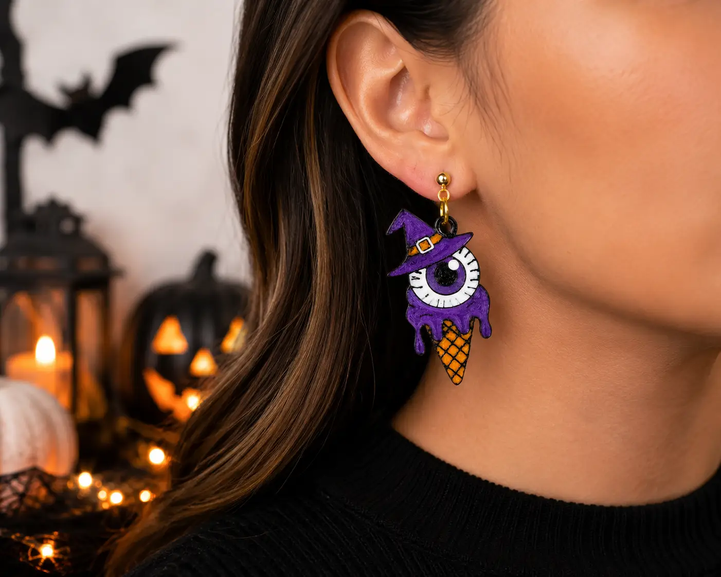 Trulyolive Spooky meets sweet with these handcrafted Skull Ice Cream Earrings by Truly Olive. - Earrings Stud/Post Earrings