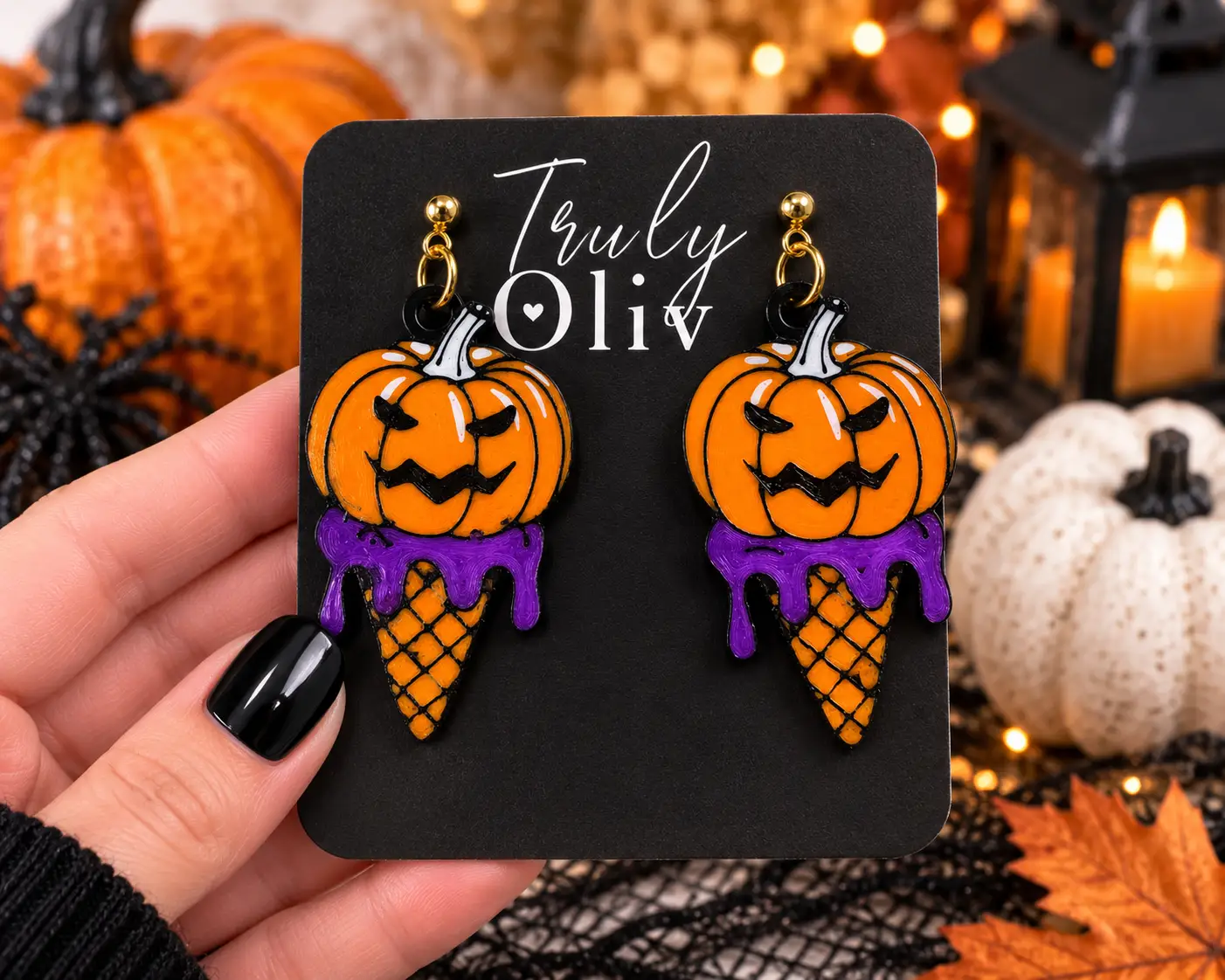 Trulyolive Spooky meets sweet with these handcrafted Skull Ice Cream Earrings by Truly Olive. - Earrings Stud/Post Earrings