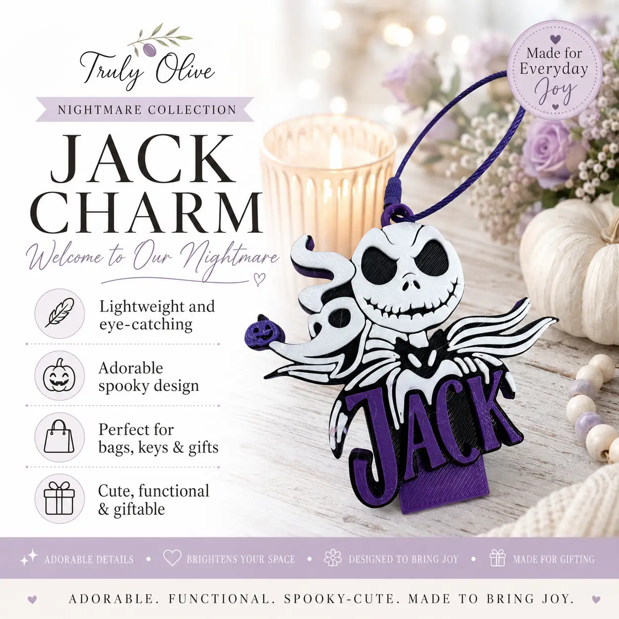 Trulyolive Nightmare Before Christmas Inspired Desk Organizer Set | Gothic Halloween Office Accessories | Jack-Inspired Desk Decor - Desktop Organizers