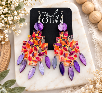 Truly Olive Vibrant Autumn Leaf Dangle Earrings For Elegant Fall Looks - Earrings Dangle Earrings