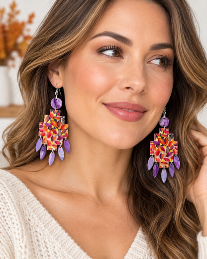 Truly Olive Vibrant Autumn Leaf Dangle Earrings For Elegant Fall Looks - Earrings Dangle Earrings