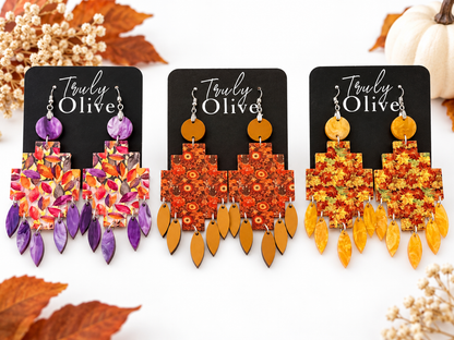 Truly Olive Vibrant Autumn Leaf Dangle Earrings For Elegant Fall Looks - Earrings Dangle Earrings