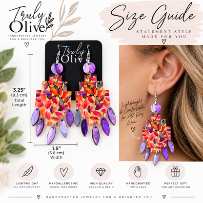 Truly Olive Vibrant Autumn Leaf Dangle Earrings For Elegant Fall Looks - Earrings Dangle Earrings
