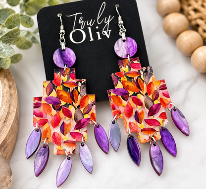 Truly Olive Vibrant Autumn Leaf Dangle Earrings For Elegant Fall Looks - Earrings Dangle Earrings