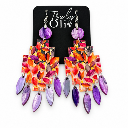 Truly Olive Vibrant Autumn Leaf Dangle Earrings For Elegant Fall Looks - Earrings Dangle Earrings