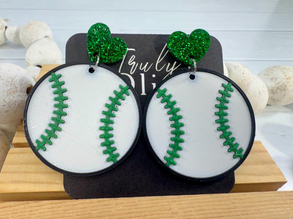 Truly Olive Team Color Baseball Earrings - Choose Your Team Color - Earrings Dangle Earrings