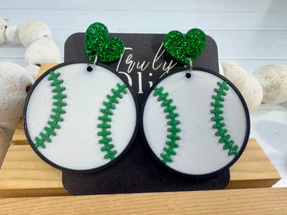 Truly Olive Team Color Baseball Earrings - Choose Your Team Color - Earrings Dangle Earrings