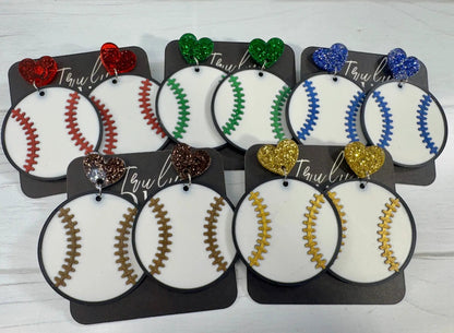 Truly Olive Team Color Baseball Earrings - Choose Your Team Color - Earrings Dangle Earrings