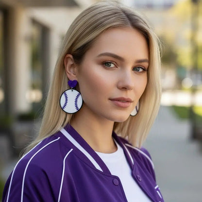 Truly Olive Team Color Baseball Earrings - Choose Your Team Color - Earrings Dangle Earrings