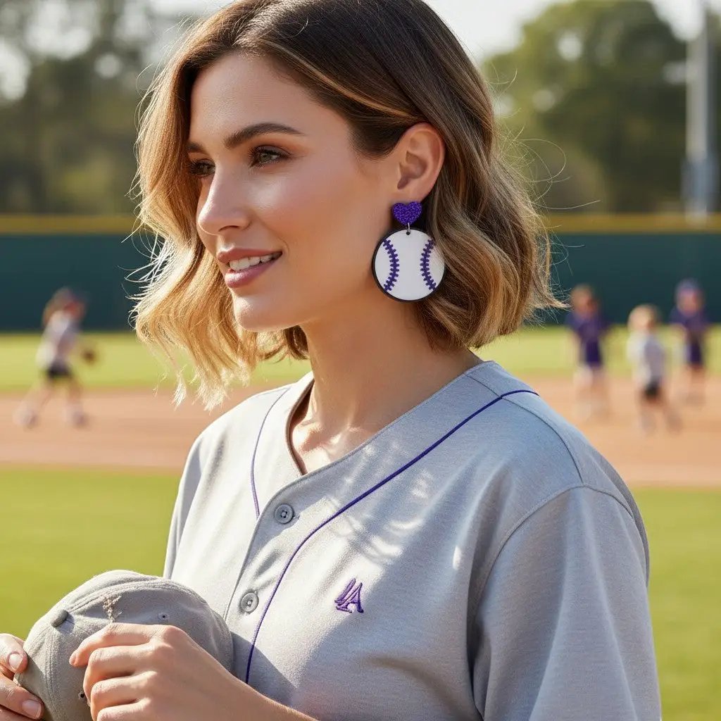 Truly Olive Team Color Baseball Earrings - Choose Your Team Color - Earrings Dangle Earrings
