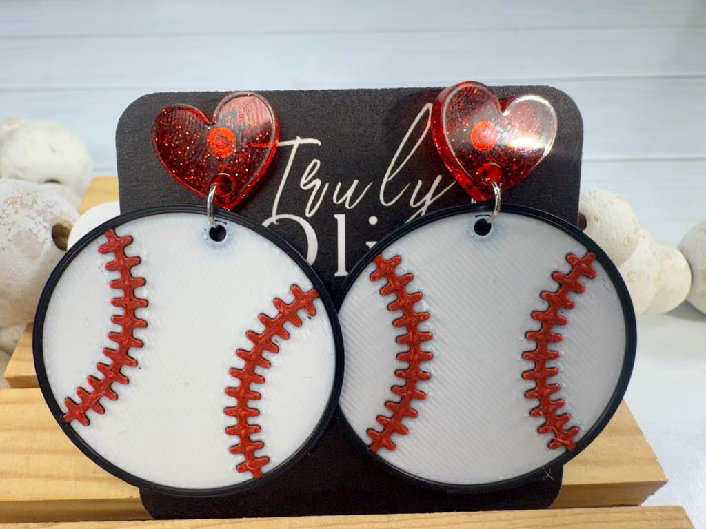 Truly Olive Team Color Baseball Earrings - Choose Your Team Color - Earrings Dangle Earrings