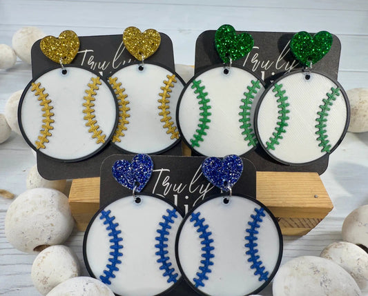 Truly Olive Team Color Baseball Earrings - Choose Your Team Color - Earrings Dangle Earrings