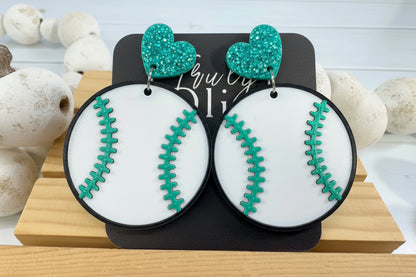 Truly Olive Team Color Baseball Earrings - Choose Your Team Color - Earrings Dangle Earrings