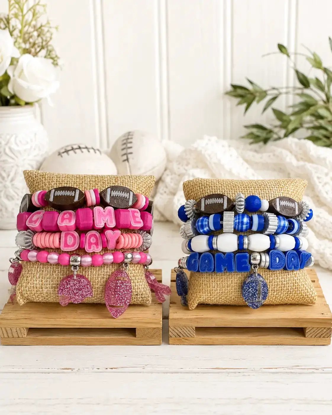Truly Olive Bold Game Day Football Bracelet Stack For Team Spirit - Bracelets Bracelets