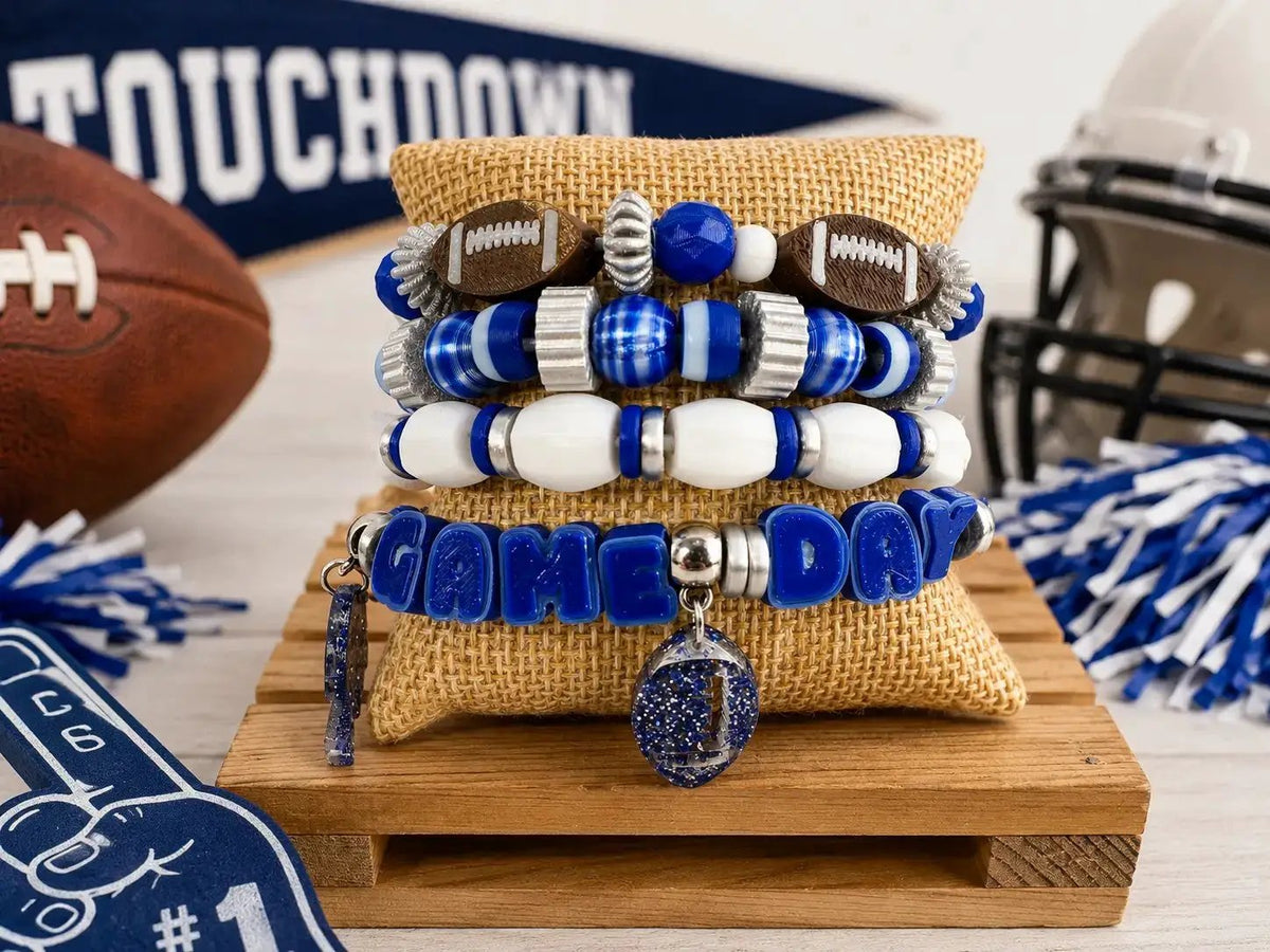 Truly Olive Bold Game Day Football Bracelet Stack For Team Spirit - Bracelets Bracelets
