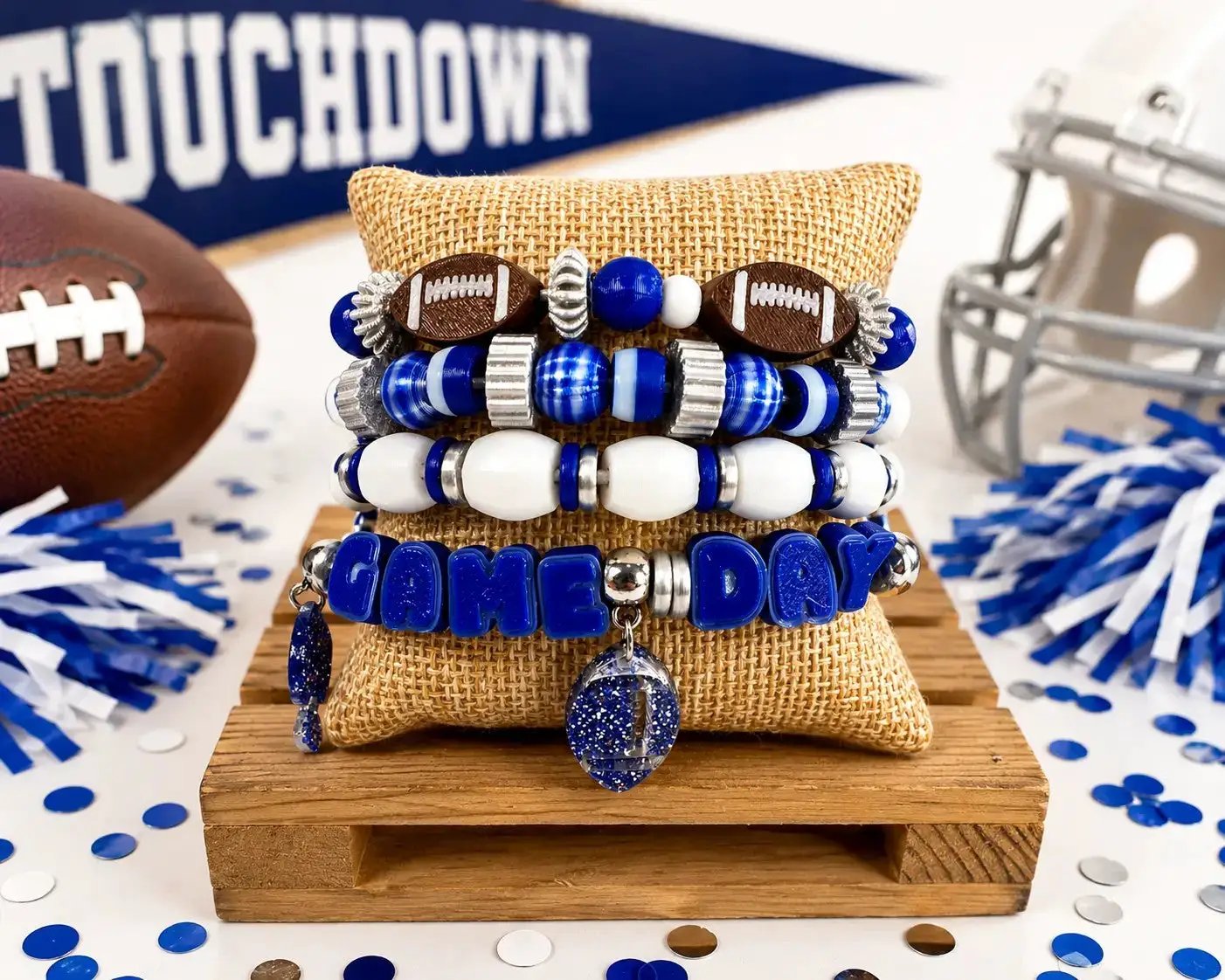 Truly Olive Bold Game Day Football Bracelet Stack For Team Spirit - Bracelets Bracelets