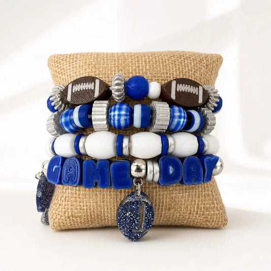 Truly Olive Bold Game Day Football Bracelet Stack For Team Spirit - Bracelets Bracelets