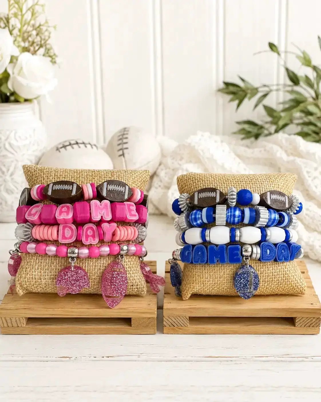Truly Olive Game Day Football Themed Beaded Bracelet Stack - Bracelets Bracelets