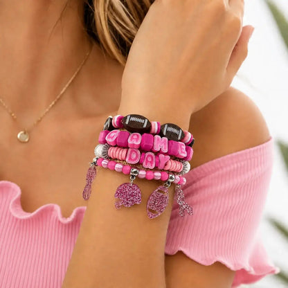 Truly Olive Bold Game Day Football Bracelet Stack For Team Spirit - Bracelets Bracelets