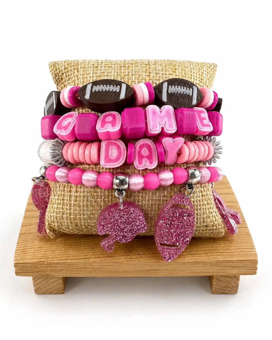 Truly Olive Bold Game Day Football Bracelet Stack For Team Spirit - Bracelets Bracelets