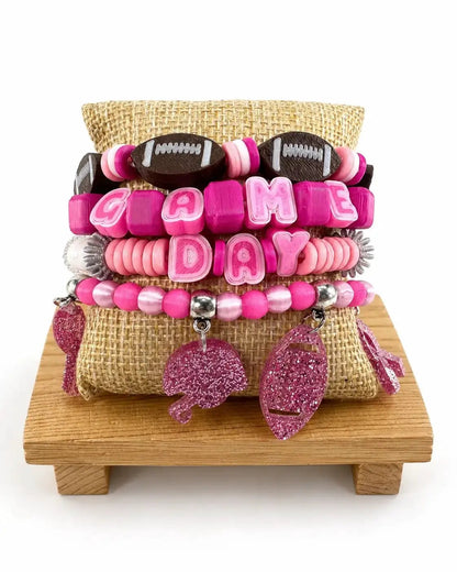 Truly Olive Bold Game Day Football Bracelet Stack For Team Spirit - Bracelets Bracelets