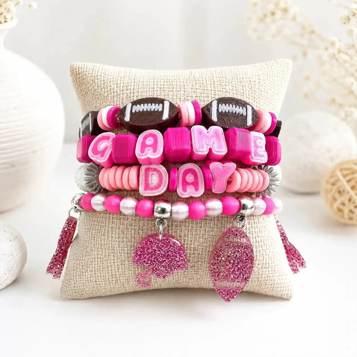 Truly Olive Bold Game Day Football Bracelet Stack For Team Spirit - Bracelets Bracelets